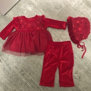 Red velvet 3 piece boutique set